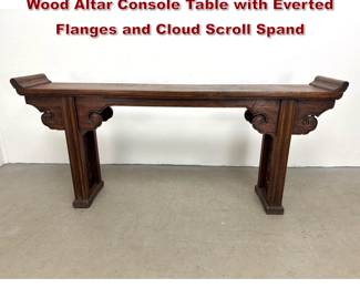 Lot 1743 Antique Chinese Long Carved Elm Wood Altar Console Table with Everted Flanges and Cloud Scroll Spand