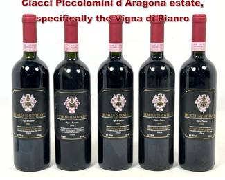 Lot 2026 5 bottles of red wine from the Ciacci Piccolomini d Aragona estate, specifically the Vigna di Pianro