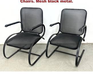 Lot 1641 Pr Louis Zerbee Texteel Lounge Chairs. Mesh black metal.