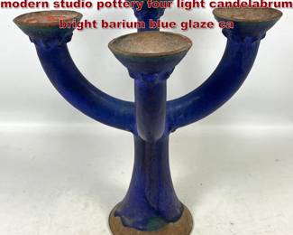 Lot 1512 Henry Gernhardt mid century modern studio pottery four light candelabrum bright barium blue glaze ca