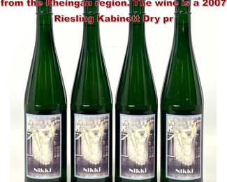 Lot 2004 4 bottles of German white wine from the Rheingau region. The wine is a 2007 Riesling Kabinett Dry pr
