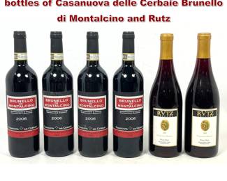 Lot 2032 6pcs vintage red wines featuring bottles of Casanuova delle Cerbaie Brunello di Montalcino and Rutz 