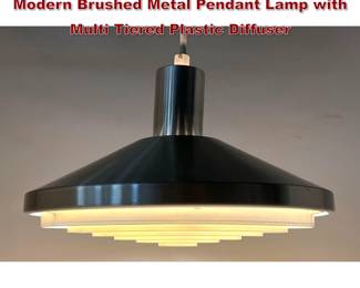 Lot 1422 Bee Line Lighting MidCentury Modern Brushed Metal Pendant Lamp with Multi Tiered Plastic Diffuser