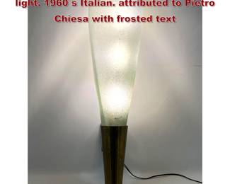 Lot 1454 Large 32 inch Fontana Arte Wall light. 1960 s Italian. attributed to Pietro Chiesa with frosted text