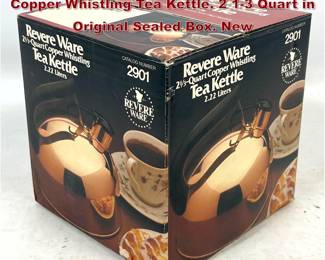Lot 1662 Vintage Revere Ware 2901 Solid Copper Whistling Tea Kettle. 2 13 Quart in Original Sealed Box. New 