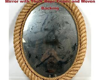 Lot 1497 Oval Nautical Style Beveled Wall Mirror with Thick Rope Frame and Woven Backing