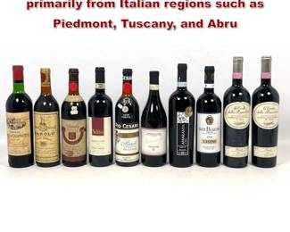 Lot 2037 10pcs vintage red wine selections primarily from Italian regions such as Piedmont, Tuscany, and Abru