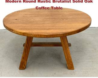 Lot 1433 Pierre Chapo Style MidCentury Modern Round Rustic Brutalist Solid Oak Coffee Table