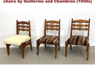 Lot 1493 Set of 3 razor back style dining chairs by Guillerme and Chambron 1950s