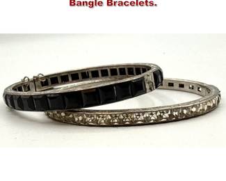Lot 1918 Pair Vintage Channel Set Sterling Bangle Bracelets. 