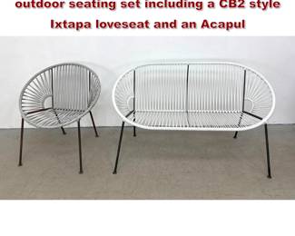 Lot 1630 2pc MidCentury Modern style outdoor seating set including a CB2 style Ixtapa loveseat and an Acapul