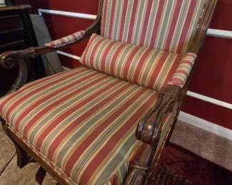 Acanthus Carved Lounge Armchair 28" wide x 32" deep 18" height to top of cushion