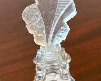 055 Art Deco Crystal Perfume Bottle with Frosted FleurdeLis Stopper