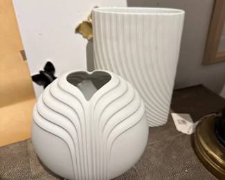 076 Rosenthal White Bisque Porcelain Vase Set Rosenthal Style 2 Pieces