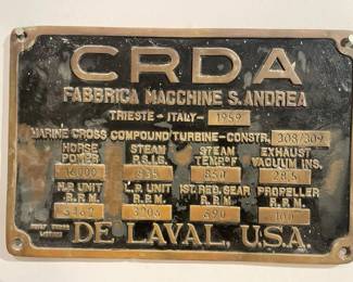 125 DeLaval Decorative Box Bronze and Black Vintage brass ship sign