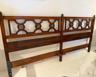 117 Ornate MMC Carved Wood Bed Kind Headboard with Floral Medallions