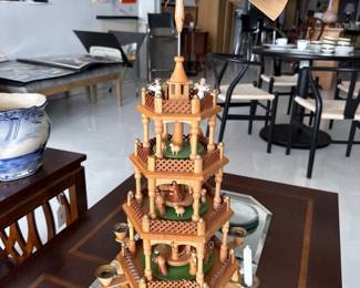 121 German Wood Christmas Pyramid 4Tier with Windmill Top