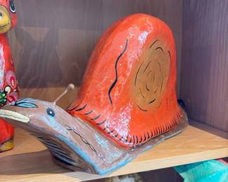 026 HandPainted Paper Mache Snail Figurine
