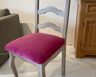 045 LadderBack Dining Chair with Hot Pink Velvet Seat
