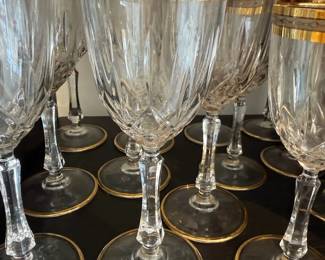 107 Murano GoldRimmed Crystal Wine Goblet Set 12 pieces