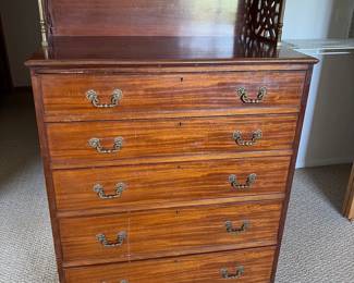 051 Antique Mahogany Chest on Chest with Gallery Top