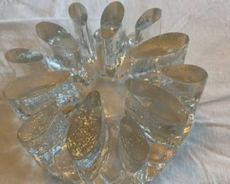 054 Set of 2 Iittala Festivo Art Glass Candle Holder