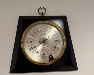 088 Gavieta EightDay Clock Barometer Set Brass Ebonized Wood
