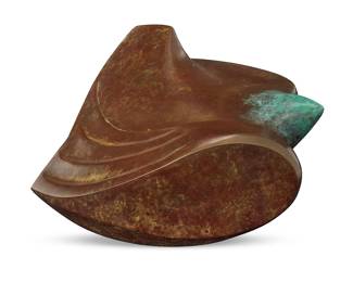 170 Kirk Tatom (b. 1955) Bird form Patinated and verdigris bronze Edition: 1/24 Signed and numbered in the casting: Tatom Height 6 7/8 in., width 9 5/8 in., depth 9 1/4 in. Estimate: $300 - $500