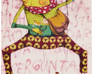 288 After Os Gemeos (b. 1974) Untitled, from "Juxtapoz" magazine, May/June 2005 Offset print in colors on poster paper From the edition of unknown but presumably large size (with the central horizontal crease indicative of it having been a removable insert in the magazine) Unsigned as issued Image/Sheet: 15 1/2 x 10 1/8 in. Estimate: $400 - $600