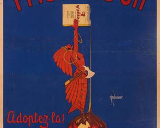 85 After Henri de Laurencin (19th/20th Century) A 'Priceless-Oil' advertising poster, 1928 Lithograph in colors on paper With the signature printed as part of the image lower right; Ateliers Gaillard, Paris, prntr. Image: 61 x 44 in.; Sight: 62 x 45 1/2 in. Estimate: $500 - $700