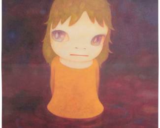 117 After Yoshitomo Nara (b. 1959) "After the Acid Rain," "Eye Patch," and "Missing Mariana, Suni, Christina" poster Double-sided offset poster in colors on paper From the edition of unknown (but presumably large) size and date, 2012 or later Unsigned as issued; the two figurative subjects each with the artist's copyright printed in minute letters as part of the image near one of the outer sheet edges Image/Sheet (open): 20 1/4 x 14 1/4 in.; Image/Sheet (folded) 14 1/4 x 10 1/8 in. Estimate: $200 - $300