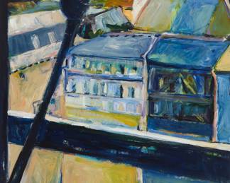 279 David Post (20th Century) "Paris Skyline," 2005 Acrylic on paper Initialed and dated lower left: DP '5; titled on a label affixed to the frame's backing board Sight: 39 1/2 x 31 5/8 in. Estimate: $300 - $500