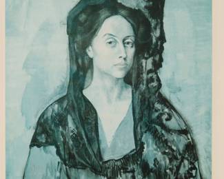 192 After Pablo Picasso (1881-1973) "Madame Ricardo Canals," from the "Barcelona Suite," 1966 Offset lithograph in colors on Arches paper Edition: XXIII/LX (there were also 60 in Arabic numbers) Signed and numbered in pencil in the lower margin: Picasso; Museo Picasso, Barcelona, pub., with their blindstamp in the lower left margin corner Image: 22 7/8 x 17 3/8 in.; Sheet: 29 1/2 x 21 1/2 in. Estimate: $1,000 - $2,000