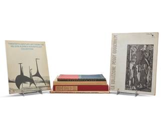 321 A group of seven Modern art collections softcover books Mid/late 20th century Comprising books on the collections of Peggy Guggenheim, Louise and Joseph Pulitzer, JR., Nelson Rockefeller, the National Gallery of Art, Washington, and two Golden Gate International Exposition catalogs 7 pieces Largest height 12 3/8 in., width 9 1/2 in. Estimate: $200 - $400