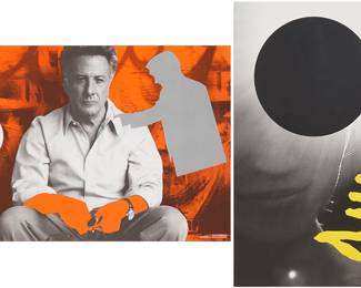 156 John Baldessari (1931-2020) Two plates (Dustin Hoffman, and Cameron Diaz) from "Visionaire 64 Art John Baldessari Platinum Edition," 2014 Each: Screenprint in black and white or colors, each with embossed color interventions, on thick wove paper Each from the edition of 200 Each unsigned as issued; each with text printed within the image at lower right: Dustin Hoffman / Visionaire 64 John Baldessari, or Cameron Diaz / Visionaire 64 John Baldessari; Visionaire Publishing, New York, NY, pub. Image/Sheet of each: 12 x 18 in. (or opposite) Estimate: $200 - $300
