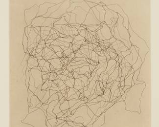 298 Theodora Varnay Jones (b. 1942) "Metamorphosis-II," 2010 Etching and graphite on chine collé Edition: 6/6 Signed, titled, and numbered in pencil along the lower margin edge: Theodora Varnay Jones; the Institute of Contemporary Art, San Jose, CA, pub., with their blindstamp Plate: 13 7/8 x 13 7/8 in.; Support sheet: 31 x 22 5/8 in. Estimate: $200 - $300