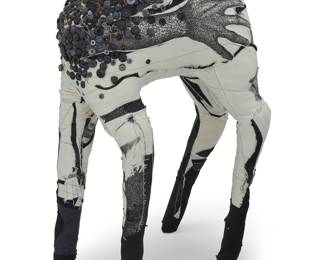 195 Camilla Taylor (b. 1981) "He Never Came Back" II, 2010 Relief print on fabric, ephemera, steel Signed, dated, and titled: C. Taylor / '10 / HNCB II Height 29 in., width 18 in., depth 10 in. Estimate: $200 - $400