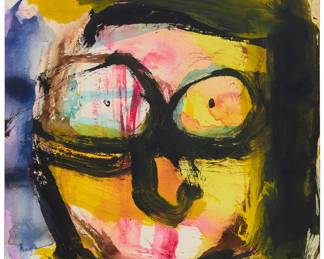 312 Harold Plople (1946-2012) "Conversation," 2008 Watercolor on paper Signed with initials, titled, and dated upper left: HP '08 Image/Sheet: 24 x 18 in. Estimate: $300 - $500