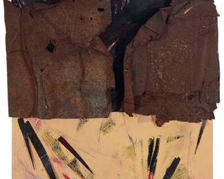 216 Jacqueline Dreager (20th Century) Abstract Mixed media, including acrylic, on sheet metal Appears unsigned 26 x 21 in. Estimate: $300 - $500