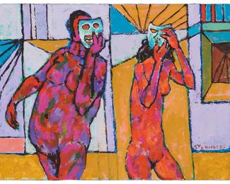 318 Harry Sternberg (1904-2002) Nude figures with masks Oil on panel Signed lower right: Sternberg 9 x 12 in. Estimate: $300 - $500