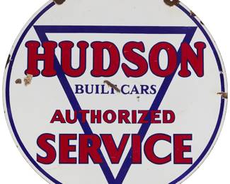 97 A Hudson Authorized Service porcelain sign 20th century Diameter 36 in. Estimate: $800 - $1,200