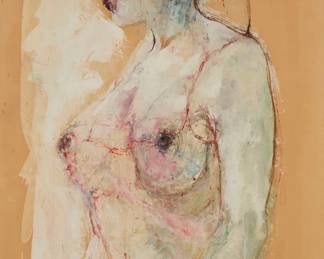 78 Renzo Vespignani (1924-2001) "Prostituta," 1958 Oil on paper mounted to canvas Signed, titled, and dated in ink lower right: Renzo Vespignani '58 39 x 21 1/2 in. Estimate: $700 - $900