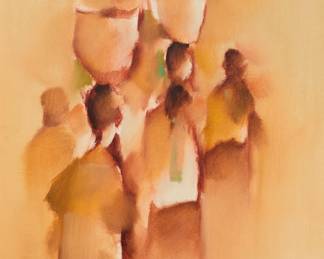 316 Roger San Miguel (b. 1940) Women carrying pots, 1969 Oil on canvas Signed and dated lower left: R. San Miguel / 69 35 x 23 in. Estimate: $300 - $500