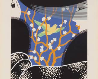 10 Romain (Erté) de Tirtoff (1892-1990) "Spring," one plate from "The Seasons" suite, 1975 Screenprint in colors on wove paper Edition: Artist's Proof (aside from the edition of 260) Signed and inscribed "AP" in pencil in the lower margin: Erté; Chicago Serigraphic Workshop, Chicago, IL, prntr.; Circle Fine Arts, Chicago, IL, pub., with their blindstamp in the lower left margin Image: 13 x 10 in.; Sight: 16 x 13 in. Estimate: $300 - $500