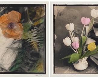 260 Vincent Serbin (b. 1941) Two works: "The Latency of Flight," 1999 Photograph with negative collage in colors on paper Edition: 1/30 Signed, titled, dated, and numbered in ink, all in the lower margin: Vincent Serbin 1999; initialed and dated in pencil, and with the artist's black ink copyright stamps on the frame's backing board Image: 11 x 17 3/8 in.; Sight: 33 3/4 x 18 1/4 in. "A Thirst for Knowledge," 1999 Photograph with negative collage in colors on paper Edition: 6/50 Signed, titled, dated, and numbered in ink, in the lower margin: Vincent Serbin 1999; initialed and dated in pencil, and with the artist's black ink copyright stamps on the frame's backing board Image: 10 3/4 x 17 1/8 in.; Sight: 11 5/8 x 18 in. Estimate: $300 - $500