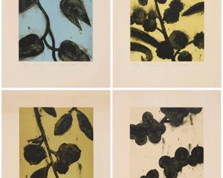 245 Brad Durham (b. 1952) "Turn of the Wheel (Spring, Summer, Autumn, and Winter)" series, 1996 The set of four lithographs in colors on paper Edition: 37/50 Each signed, titled, dated, and numbered in pencil in the lower margin: B. Durham; Cirrus Editions, Los Angeles, CA, pub., with their blindstamp lower left Image of each: 16 1/4 x 14 1/8 in.; Sheet of each: 24 5/6 x 20 3/4 in. Estimate: $200 - $300