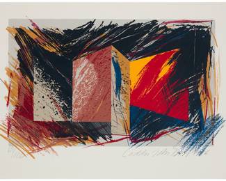 162 Laddie John Dill (b. 1943) Untitled, 1986 Screenprint in colors on paper Edition: 63/100 Signed, dated, and numbered in pencil in the lower margin: Laddie John Dill © 1986; Jeff Wasserman, Wasserman Co. Santa Monica, CA, prntr., with their blindstamp in the lower margin, at right Image: 21 1/4 x 34 in.; Sheet: 26 x 37 1/2 in. Estimate: $300 - $500