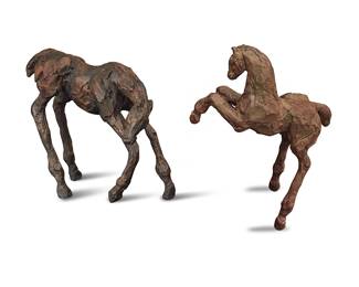 27 Attributed to Siri Hollander (b. 1959) Two works: "Reina" Patinated bronze Edition: 3/25 Possibly signed, titled, and numbered in the casting: Siri Height 12 in., width 8 3/8 in., depth 4 1/8 in. "Leon" Patinated bronze Edition 2/25 Titled and numbered in the casting, appears unsigned Height 8 5/8 in., width 9 3/8 in., depth 4 1/4 in. 2 pieces Estimate: $600 - $800