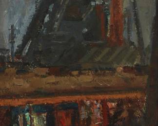 274 Hans Burkhardt (1904-1994) Industrial scene, 1948 Oil on canvas Signed and dated lower right: H. Burkhardt 48 20 1/4 x 11 3/4 in. Estimate: $700 - $900