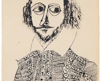 77 Ben Shahn (1898-1969) William Shakespeare Ink on paper Signed in ink upper right: Ben Shahn Sheet: 12 x 9 3/4 in. Estimate: $700 - $900